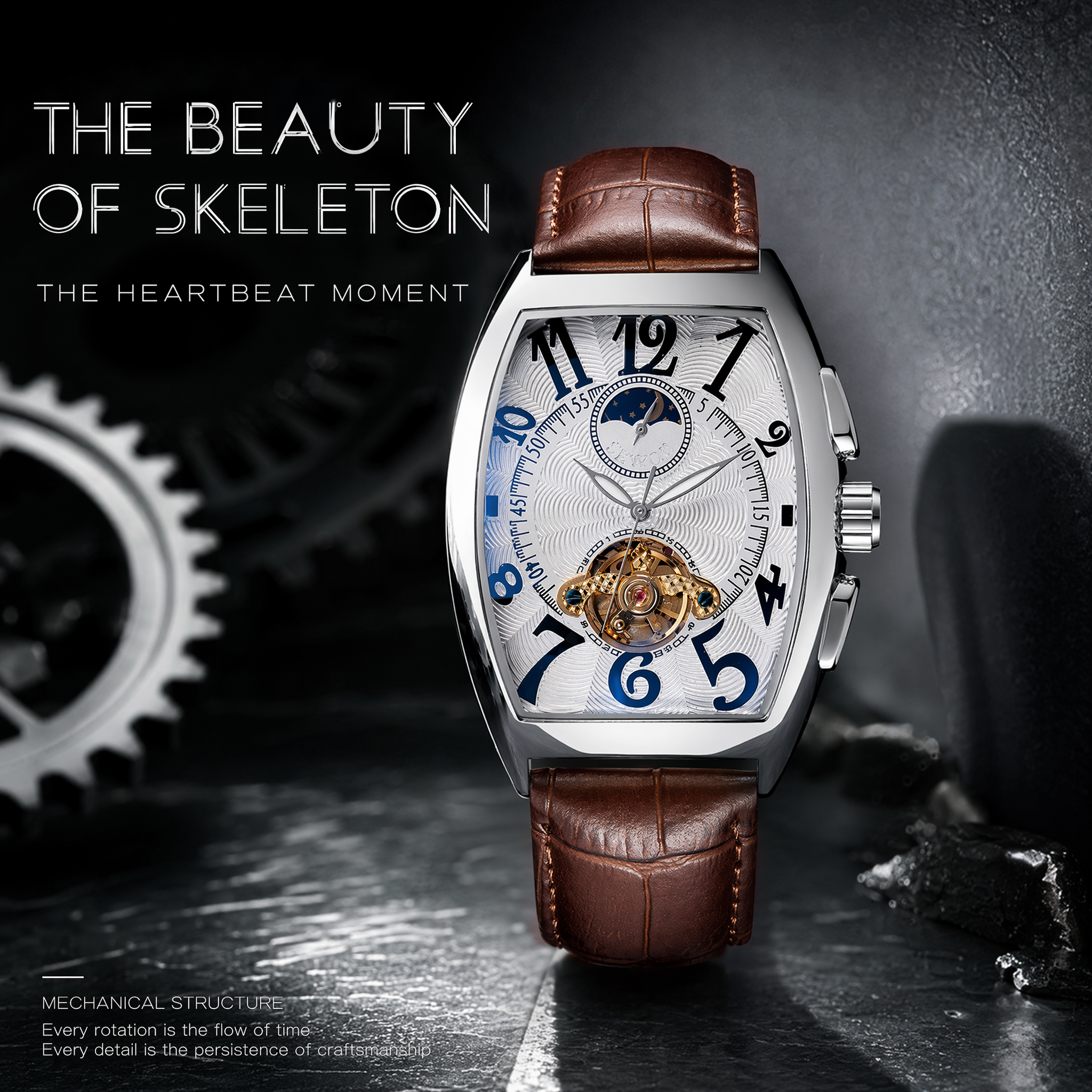 Luxury Tonneau Watch — Automatic Mechanical Movement