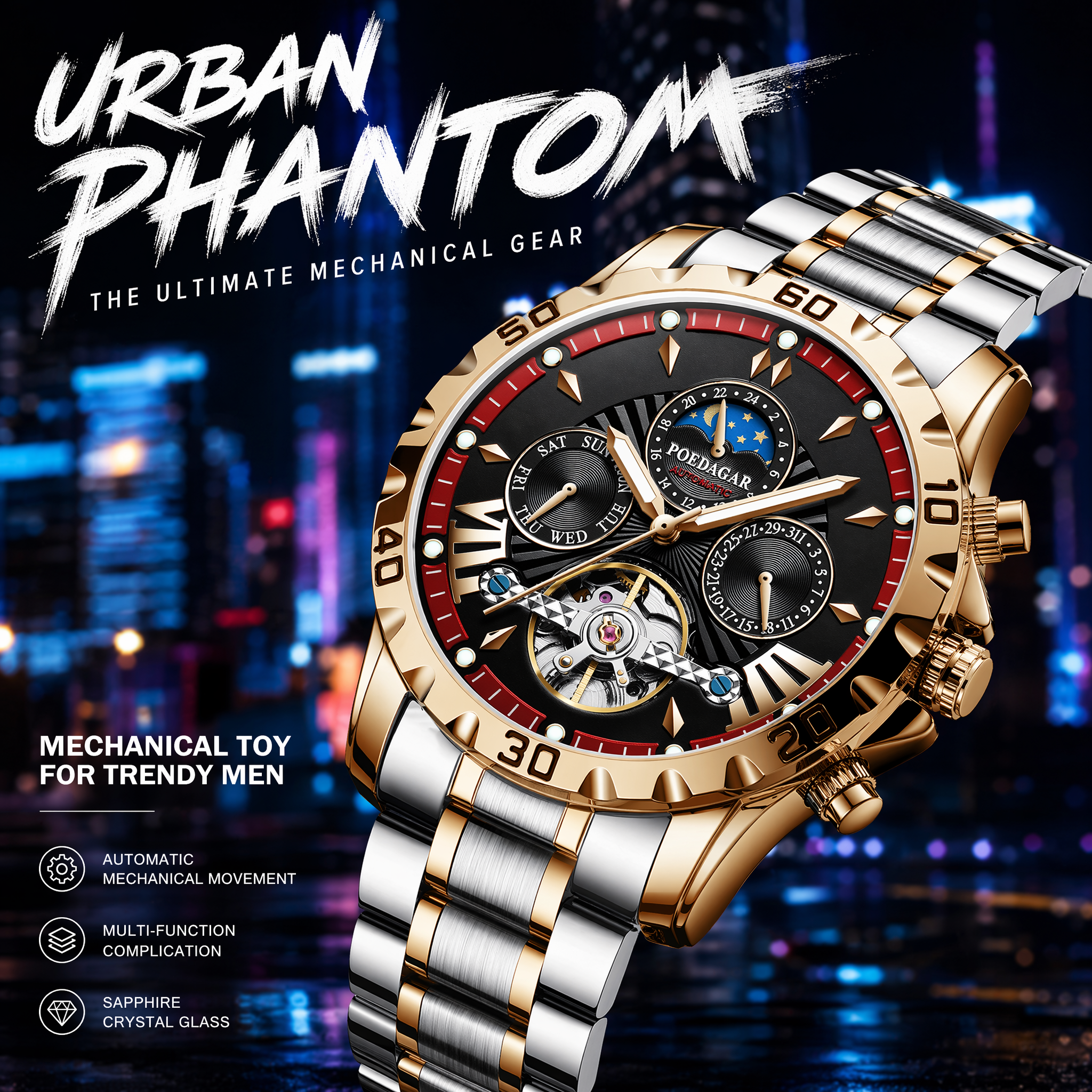 Skeleton Mechanical Watch – Visible Gears Movement