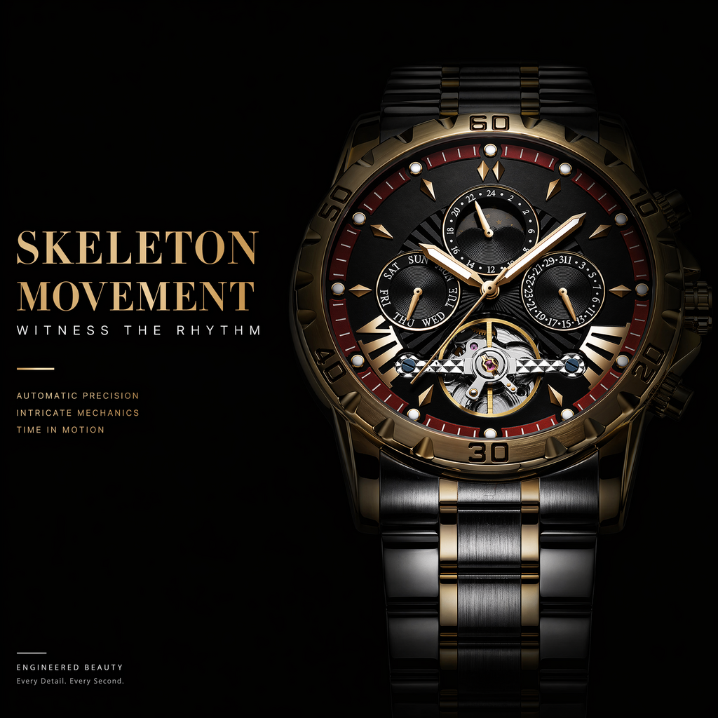 Skeleton Mechanical Watch – Visible Gears Movement