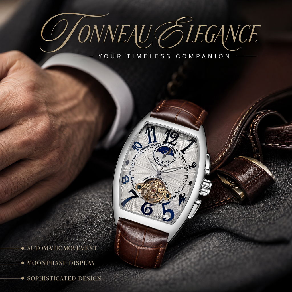 Luxury Tonneau Watch — Automatic Mechanical Movement