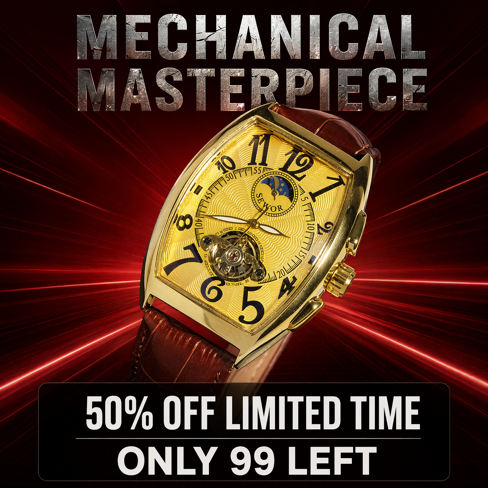 Luxury Tonneau Watch — Automatic Mechanical Movement