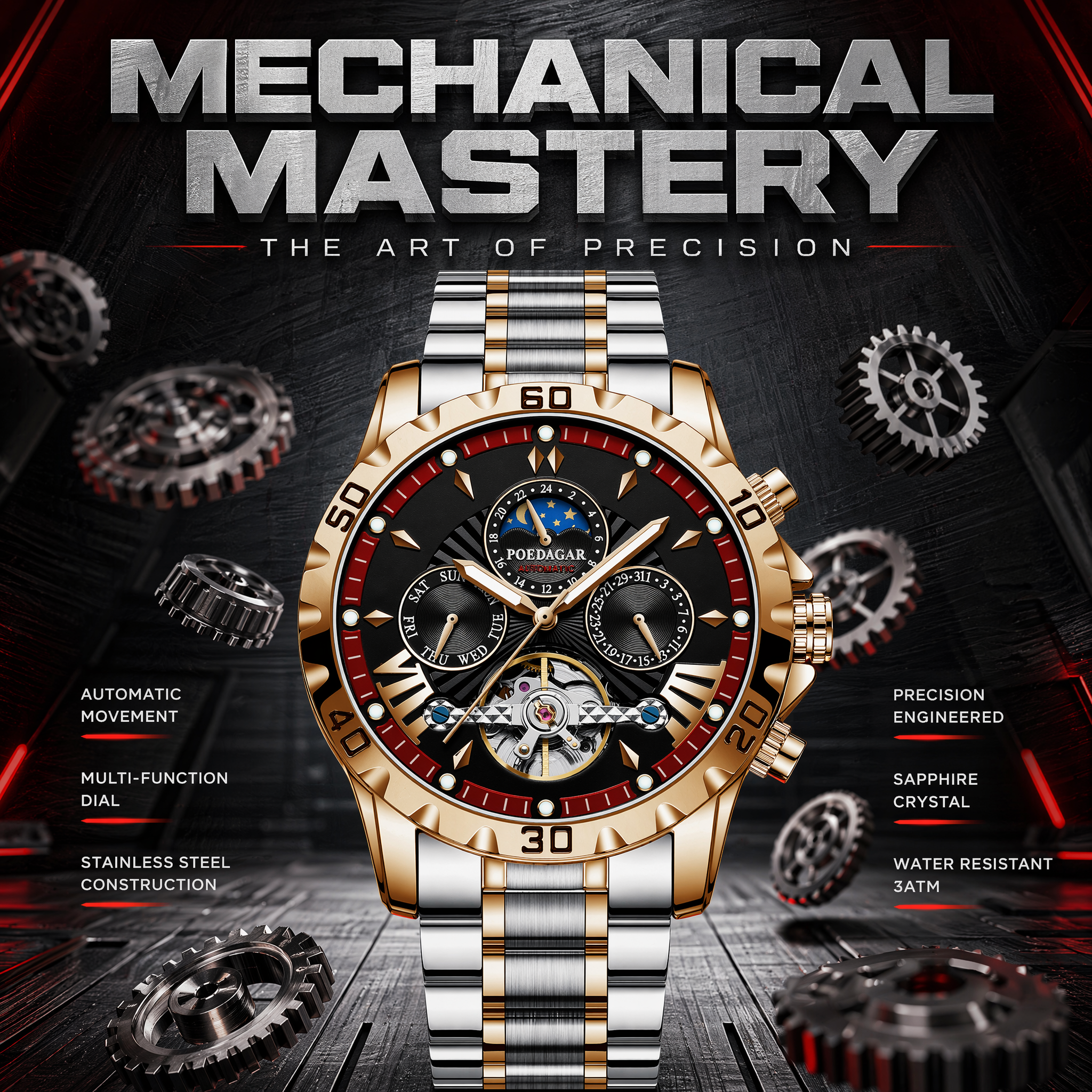 Skeleton Mechanical Watch – Visible Gears Movement