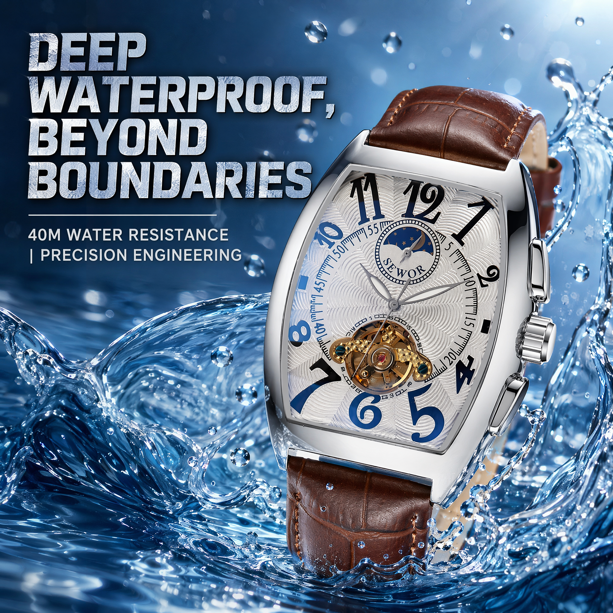Luxury Tonneau Watch — Automatic Mechanical Movement