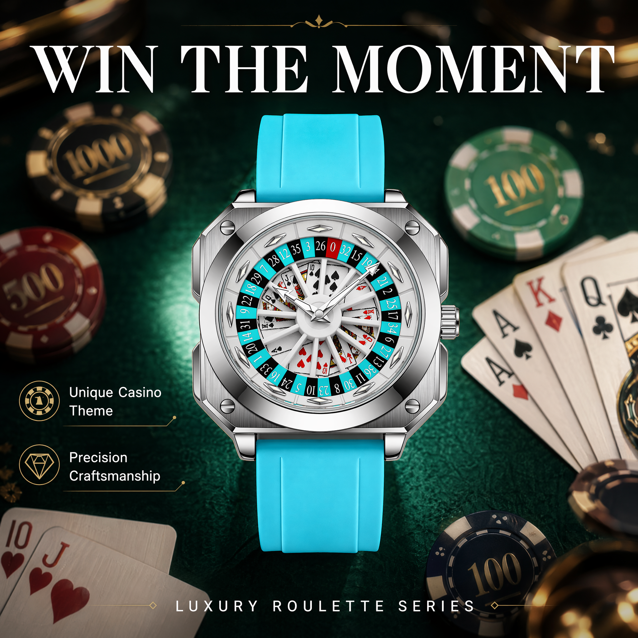 Roulette Wheel Watch – Spinning Dial Casino Style