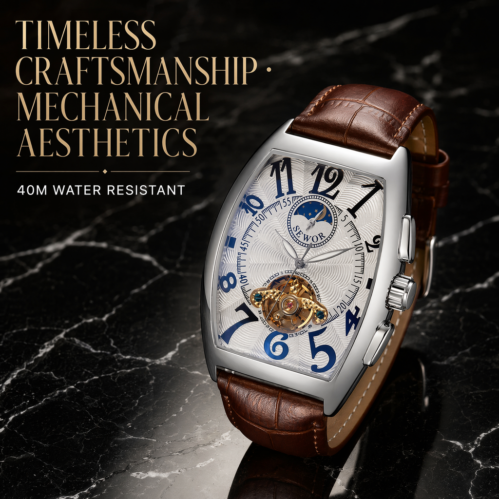 Luxury Tonneau Watch — Automatic Mechanical Movement